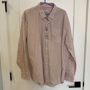 Peter Millar Salmon Blue and White Plaid Button Down Shirt Men’s XXL NWT